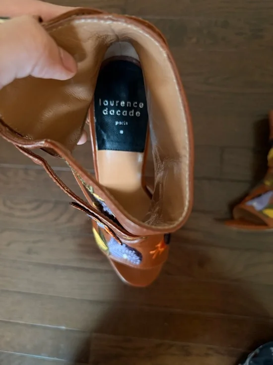 Laurence Dacade Brown Leather Floral Sandals Size 37 - Picture 8 of 11